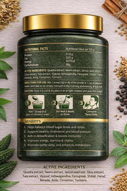 Neem Karela Jamun Powder - 100% Natural Supplement for Managing Blood Sugar